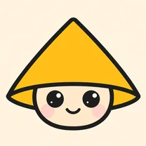 Nón Tí, linh vật App Cho Shop Nhỏ, nón vàng viền đen